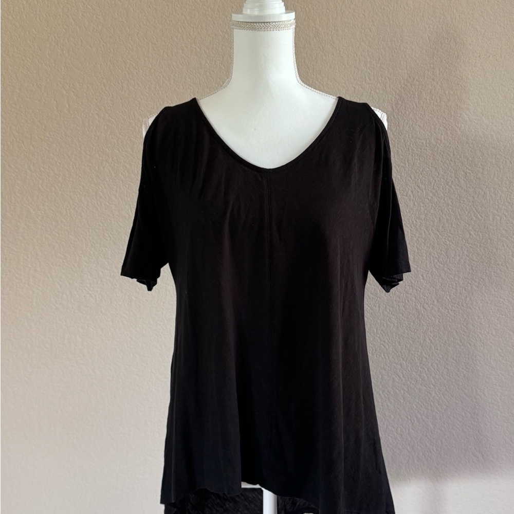 Calvin Klein Jeans Black Asymmetrical Cut Out Blouse